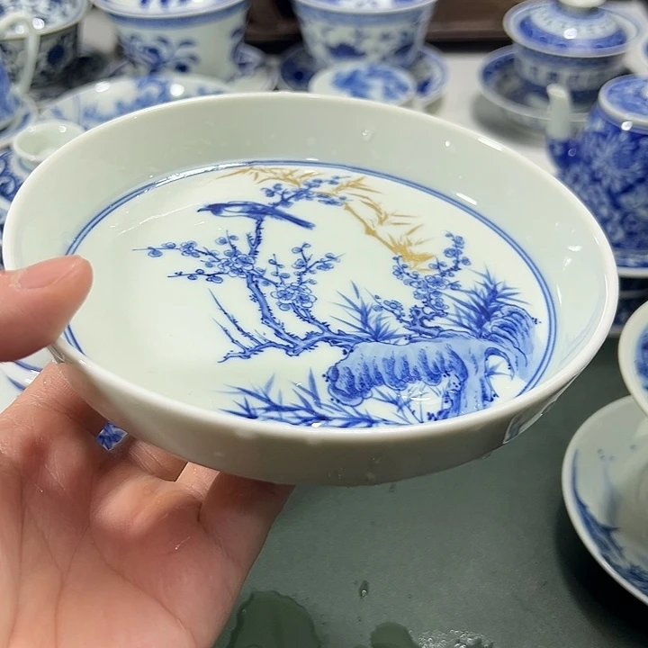 微瑕柴窑描金喜上眉梢壶承