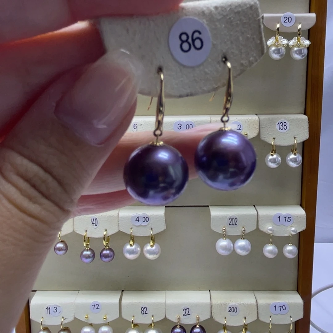 淡水珍珠耳饰18K金镶嵌