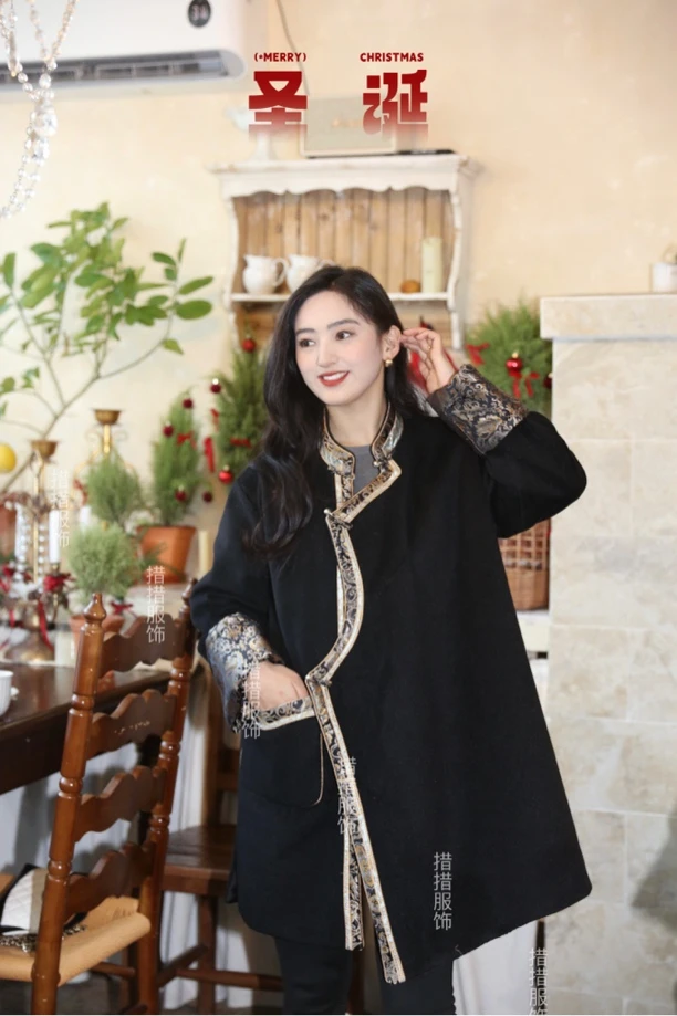 藏式【长款呢子】外套显瘦百搭经典款