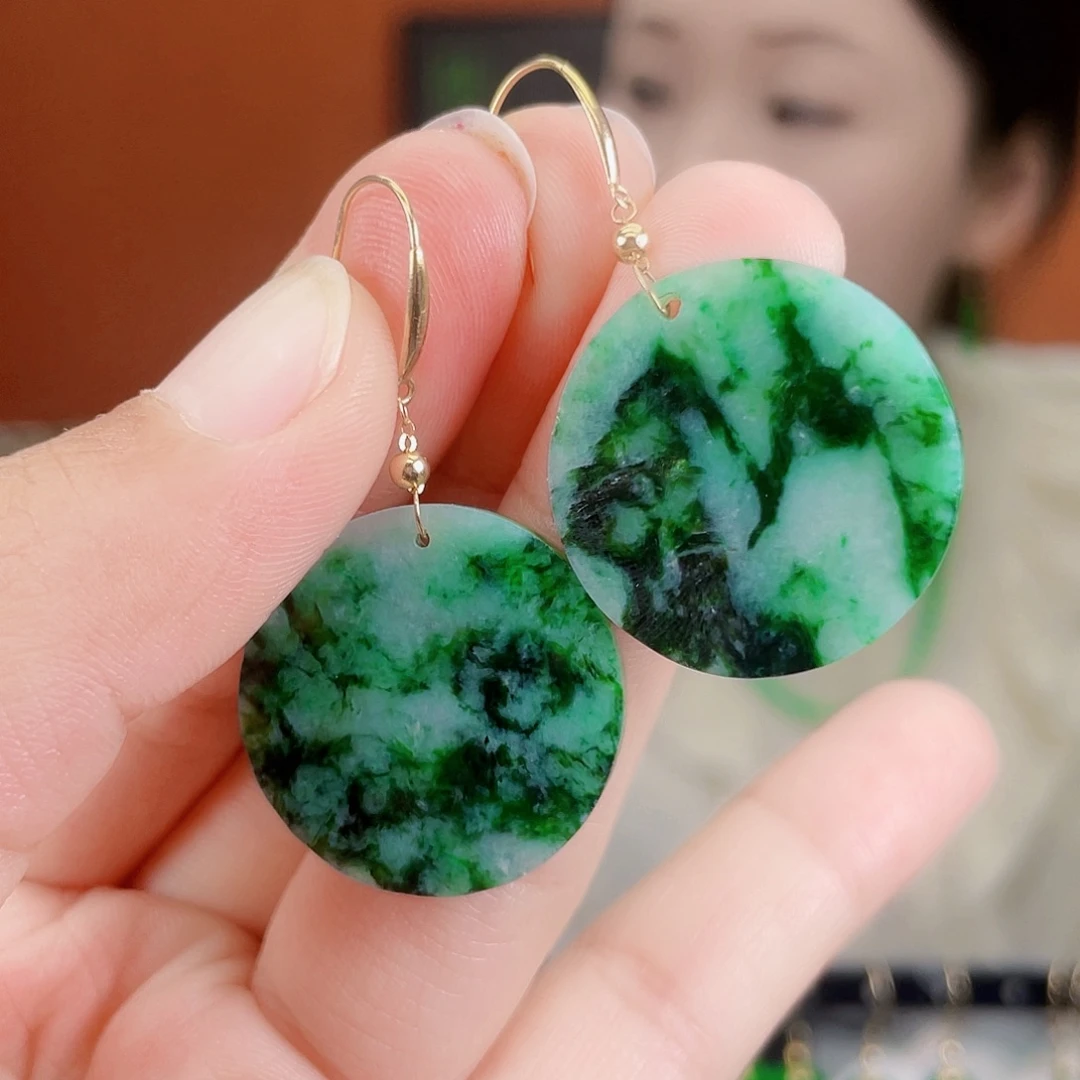 翡翠18K金镶嵌耳饰