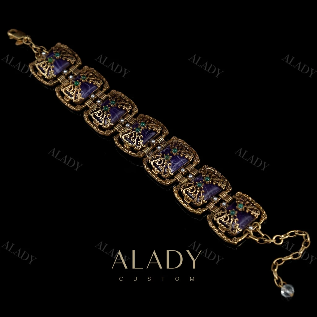 合金手链 【冬日秀场】复古宫廷镂空紫色气质手链