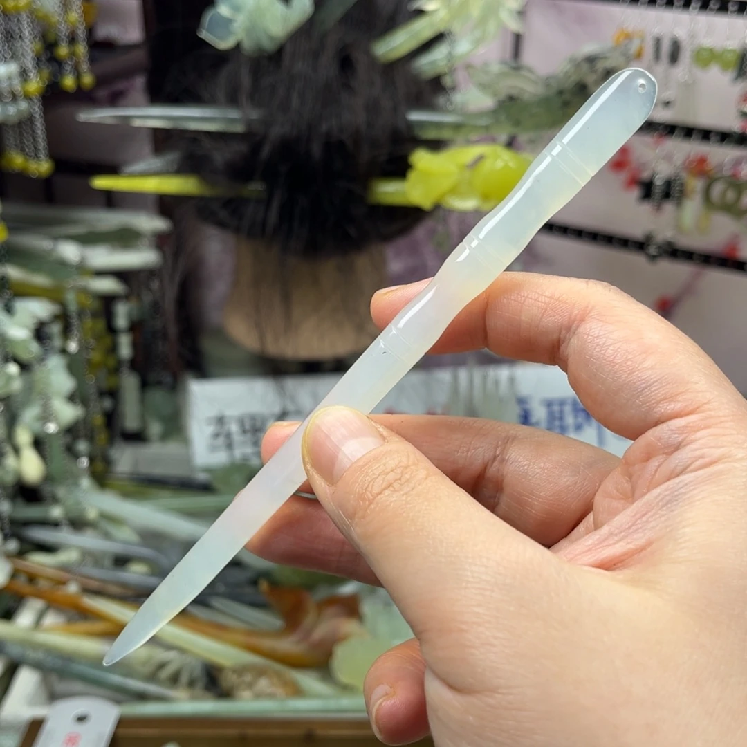 岫玉未镶嵌发饰长度16厘米左右