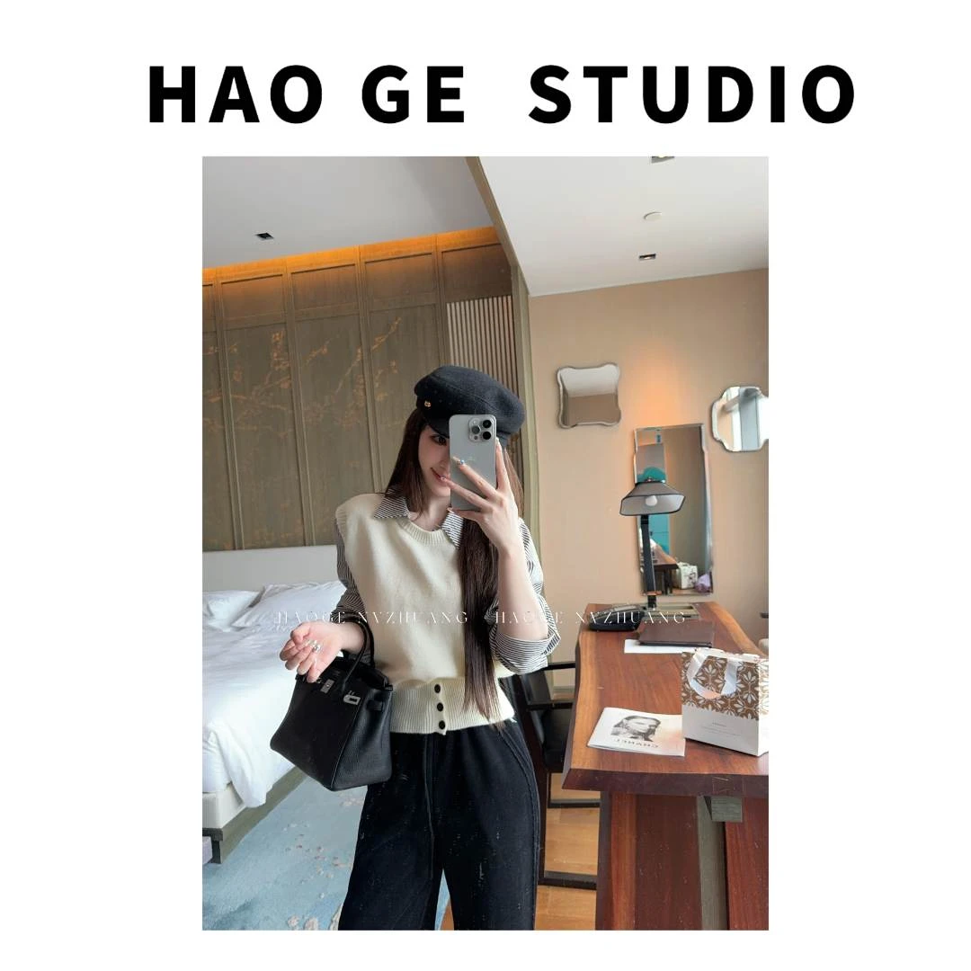 浩哥严选●罗马旧事HGQ5MY3097A翻领毛衣预短款小众日常时尚设计感