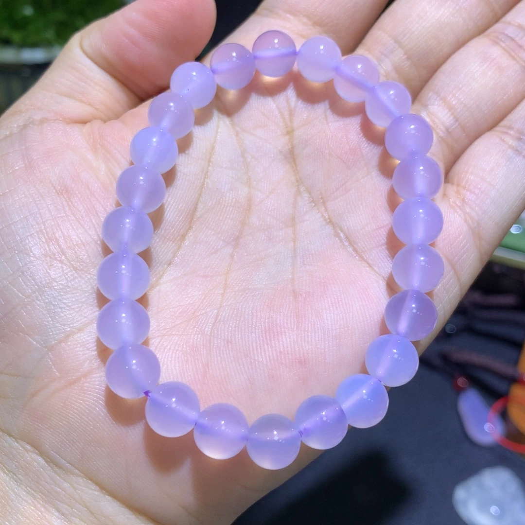 玛瑙/玉髓未镶嵌手镯卡8冰紫手串
