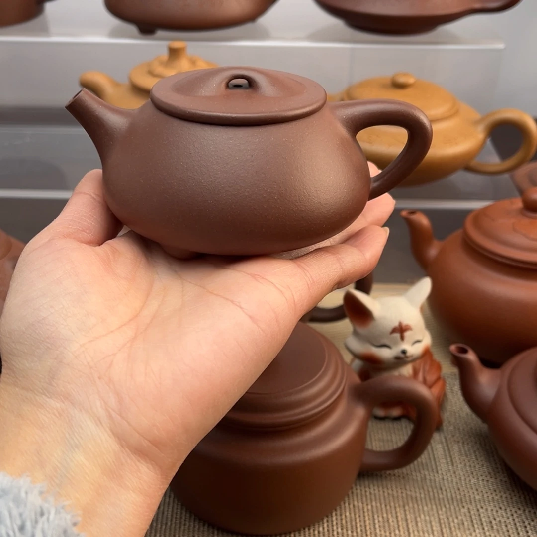 达***达茶壶紫砂底槽清石瓢壶微瑕