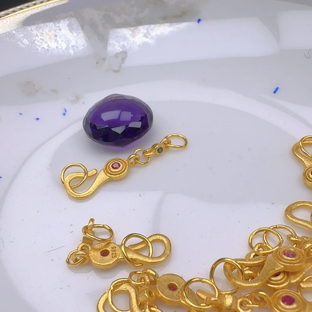 颈饰银S925镶嵌紫晶紫水晶925镶嵌115