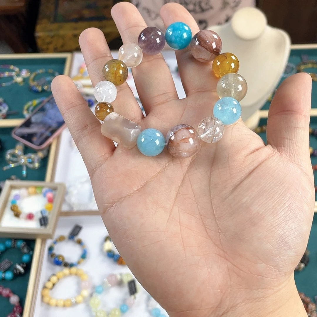 水晶手链银S925镀金镶嵌