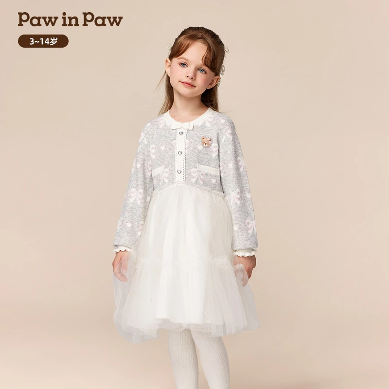 【商场同款】PawinPaw卡通小熊童装25年冬季女童连衣裙PCOKF4V21M