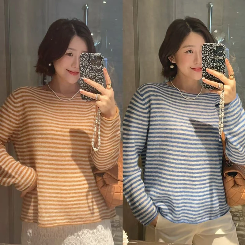 【DIS 定制】【条纹时语】秋冬百搭显瘦条纹长袖针织衫Z525X14629