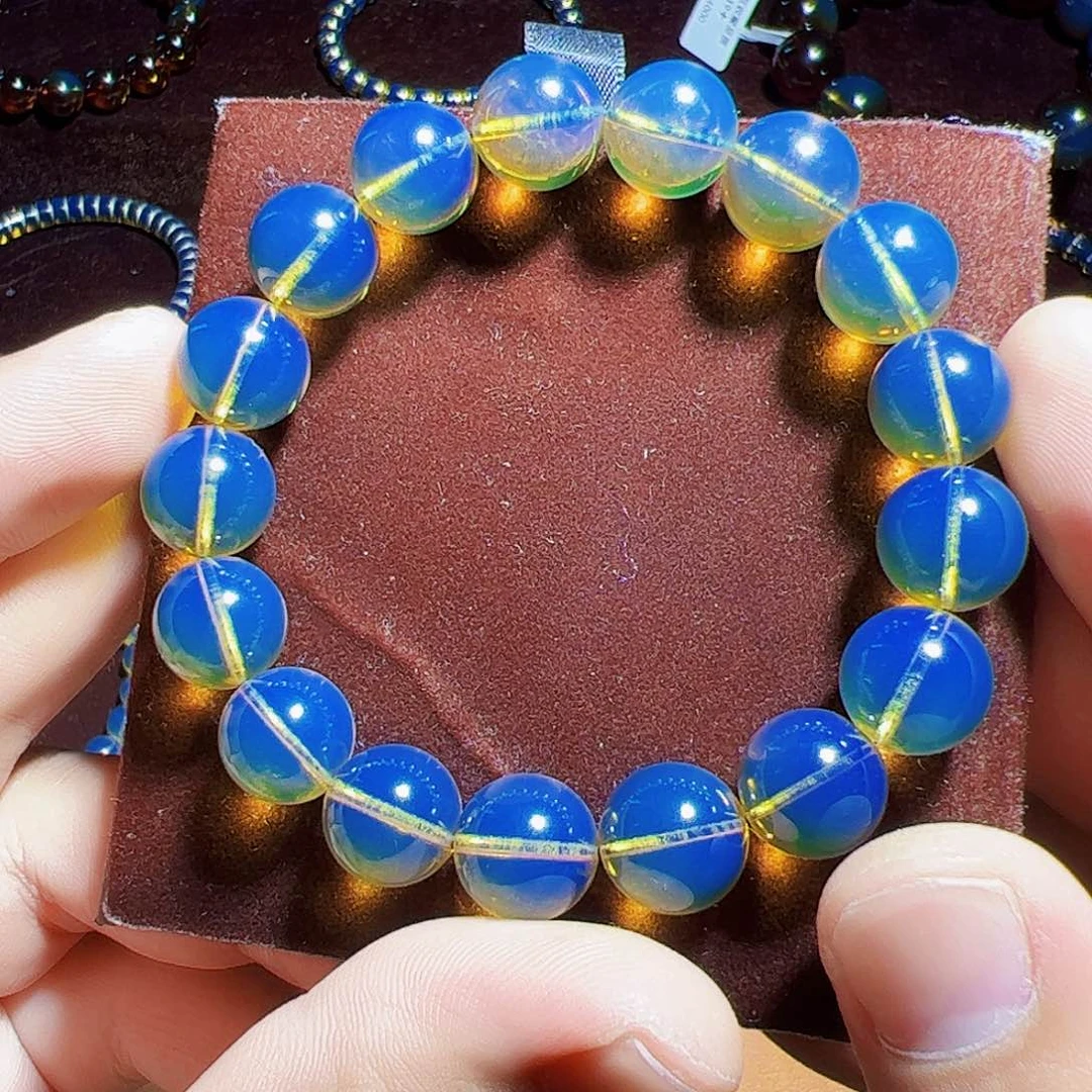 蓝珀珠宝奇石未镶嵌12mm墨西哥毕业色蓝珀微灰