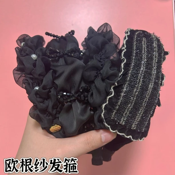 韩国雪纺宽边黄色发箍女2025新款高颅顶头箍洋气时尚日常外戴发箍