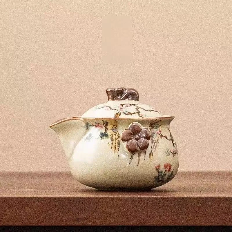 米黄汝窑手抓壶-G1962