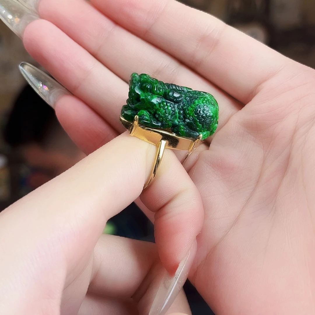 翡翠银S925镶嵌颈饰戒指