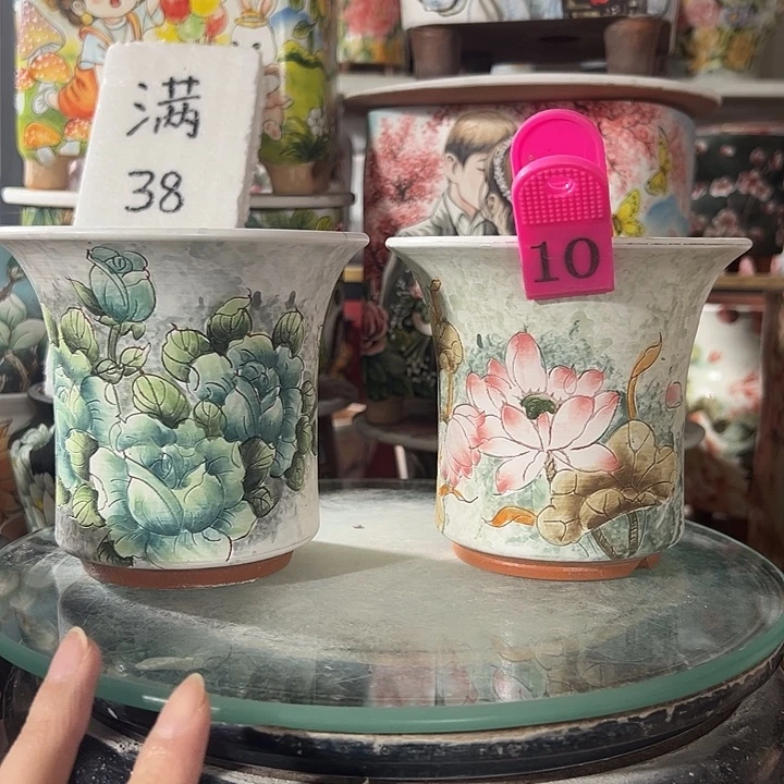 景德镇手绘花盆满38包邮