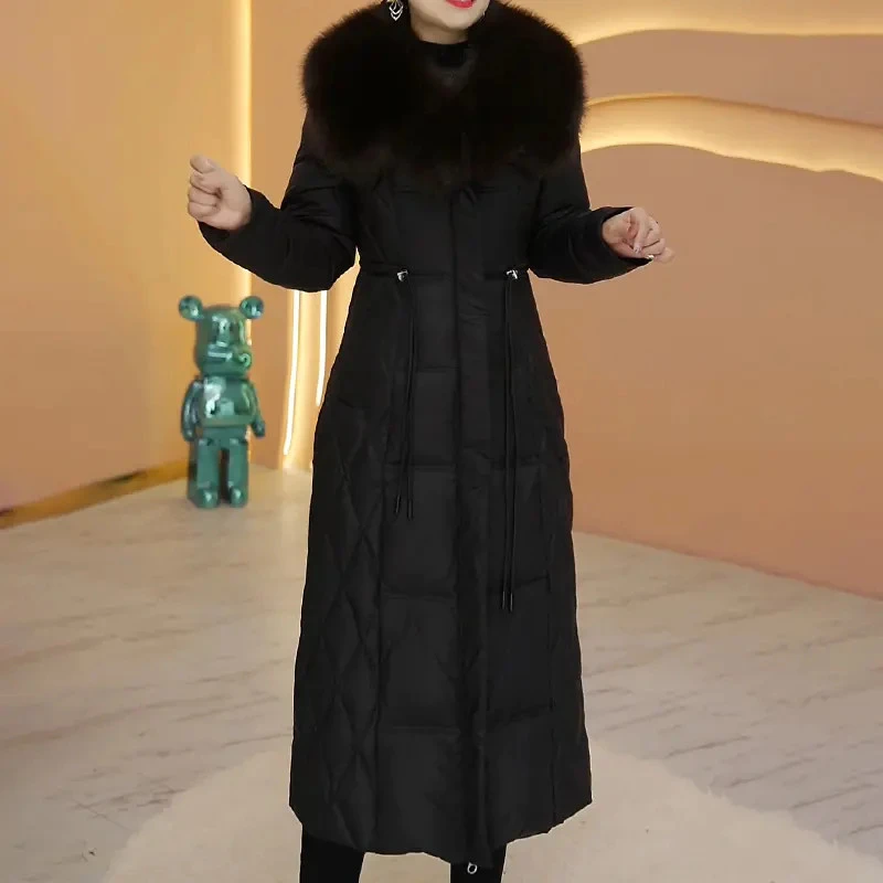 冬季2025新款羽绒服女长款过膝时尚大码加厚保暖大毛领外套