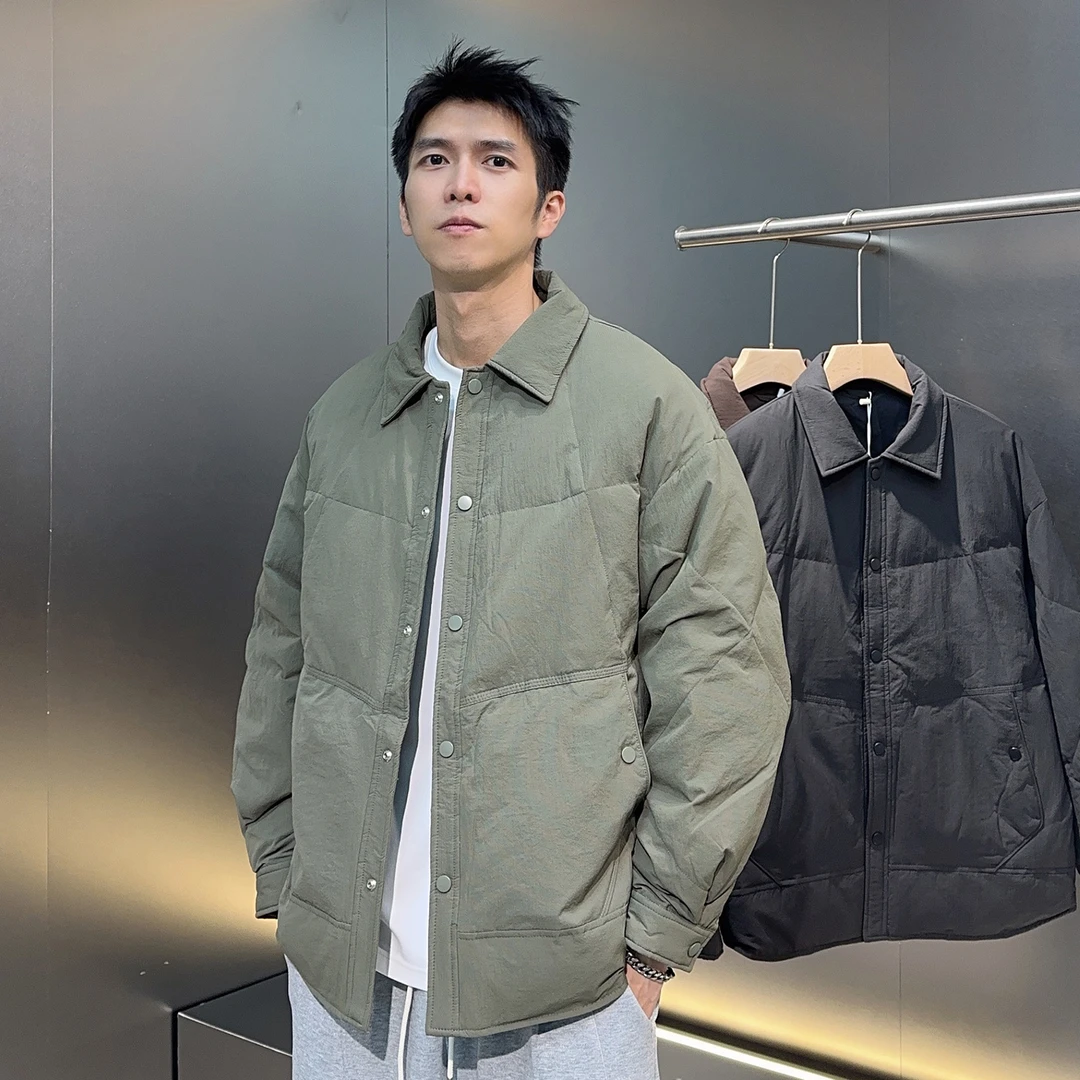 2025冬季新款高品质90绒轻薄羽绒服男简约时尚翻领保暖白鸭绒外套