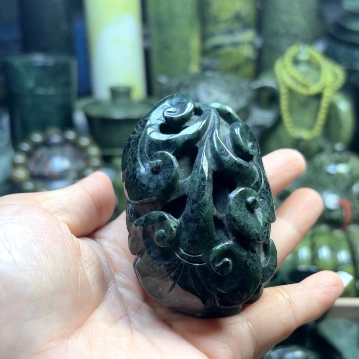 蛇纹石玉合金珠宝半成品藏玉药王石福利款事事如意手把