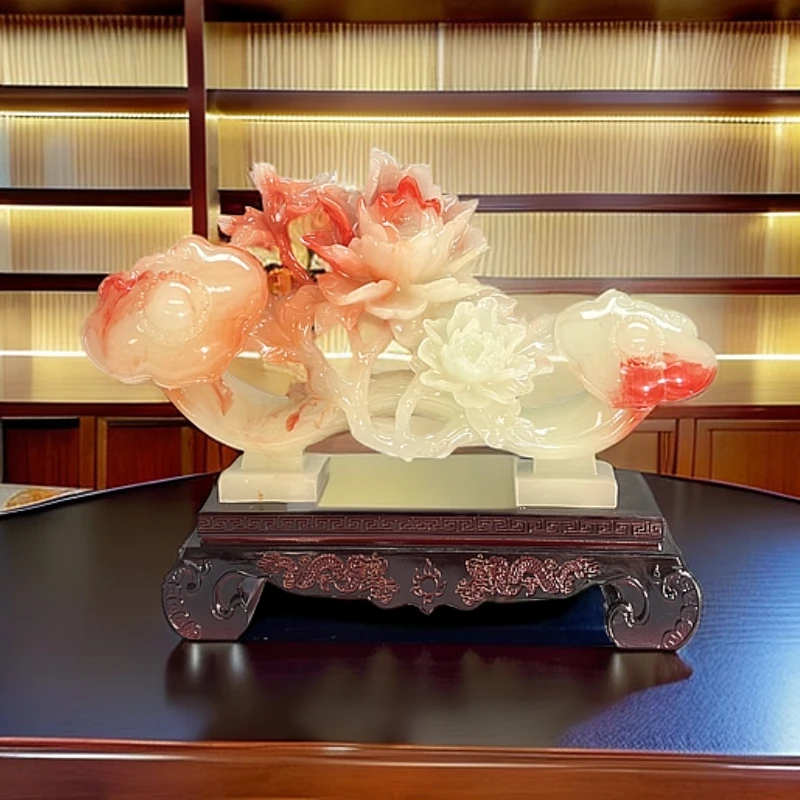 长40高30公分红花冰料花开富贵如意玄关博古架办公桌工艺品摆件