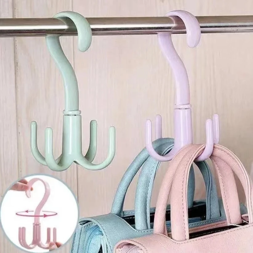 【五个装】家用 四爪旋转挂钩  多功能衣柜包包挂钩360收纳挂钩