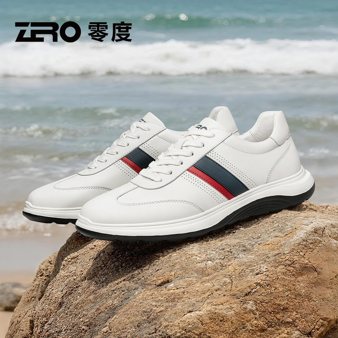 ZRO/零度系带运动鞋平跟圆头素面小白鞋百搭时尚休闲男鞋