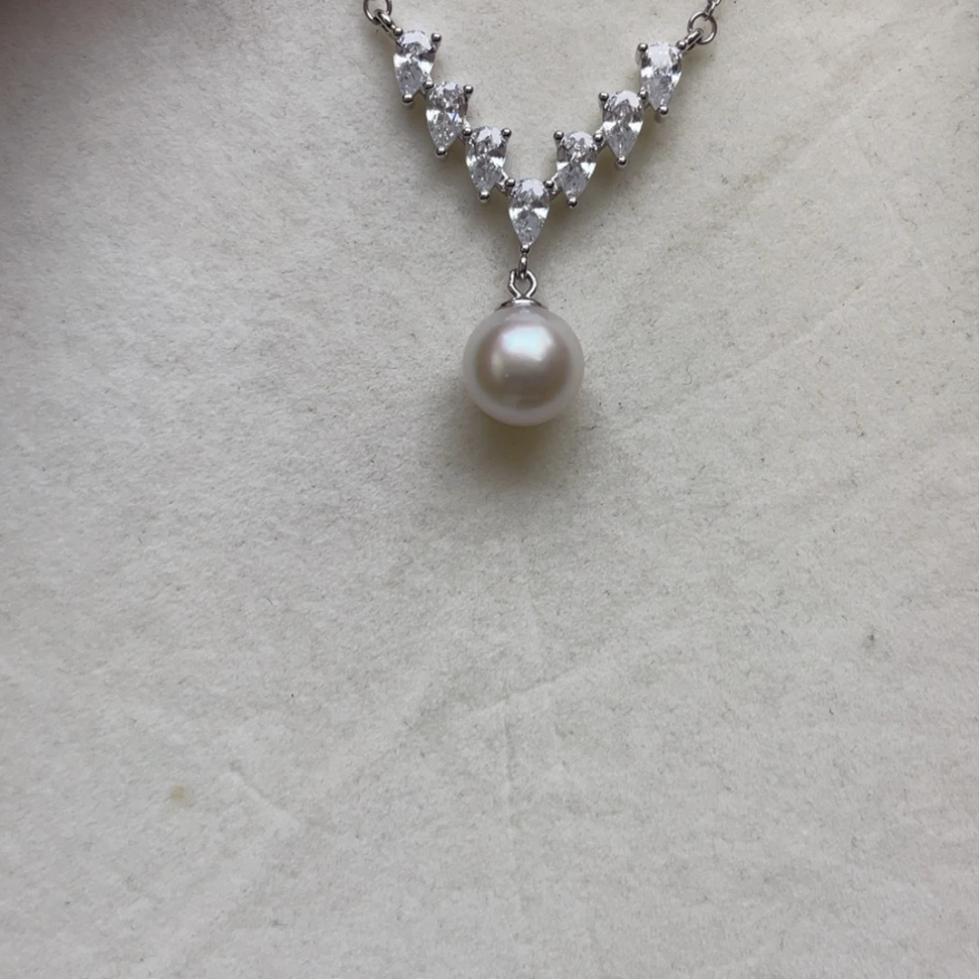 项链海水珍珠银S925镶嵌