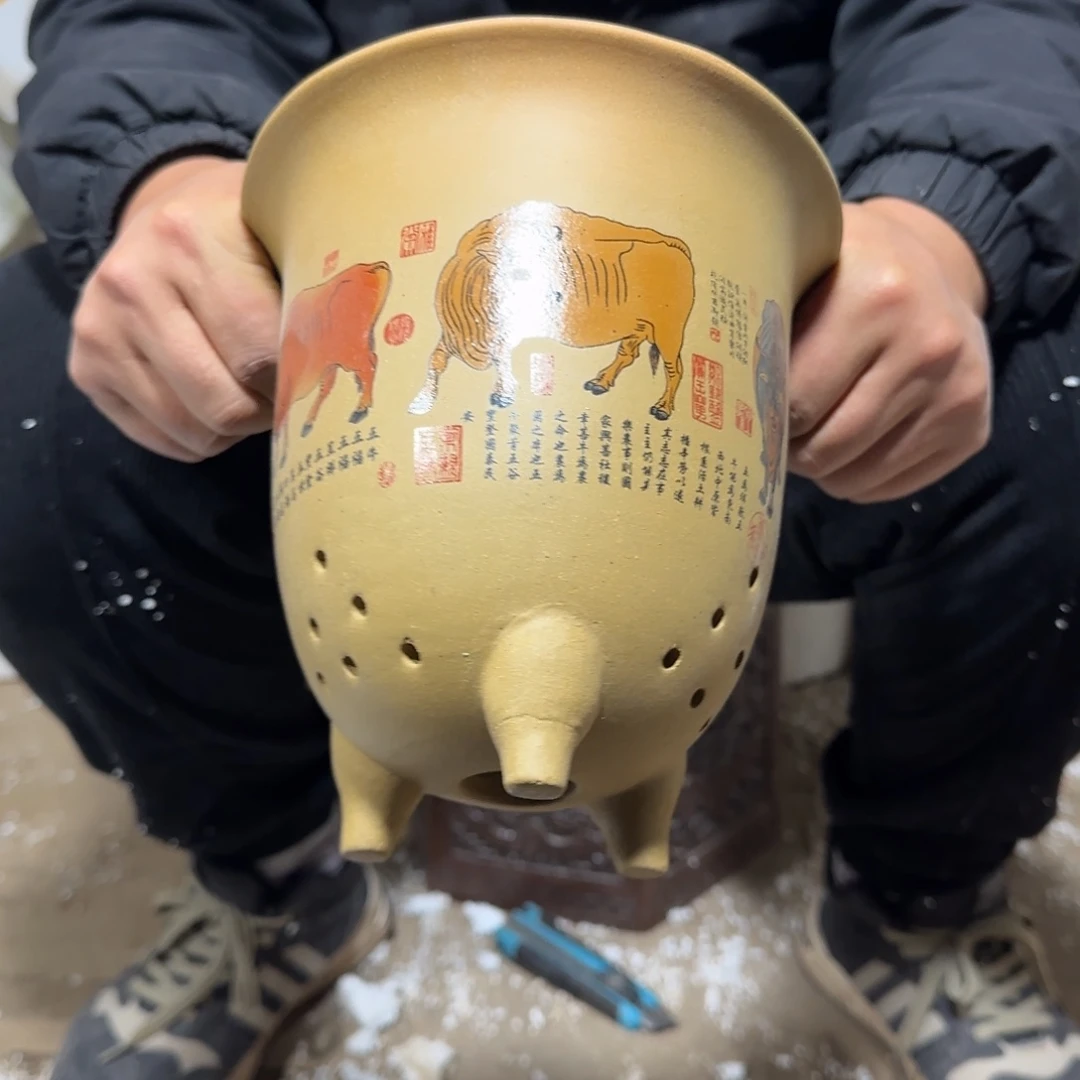 紫砂花盆口径19高度20