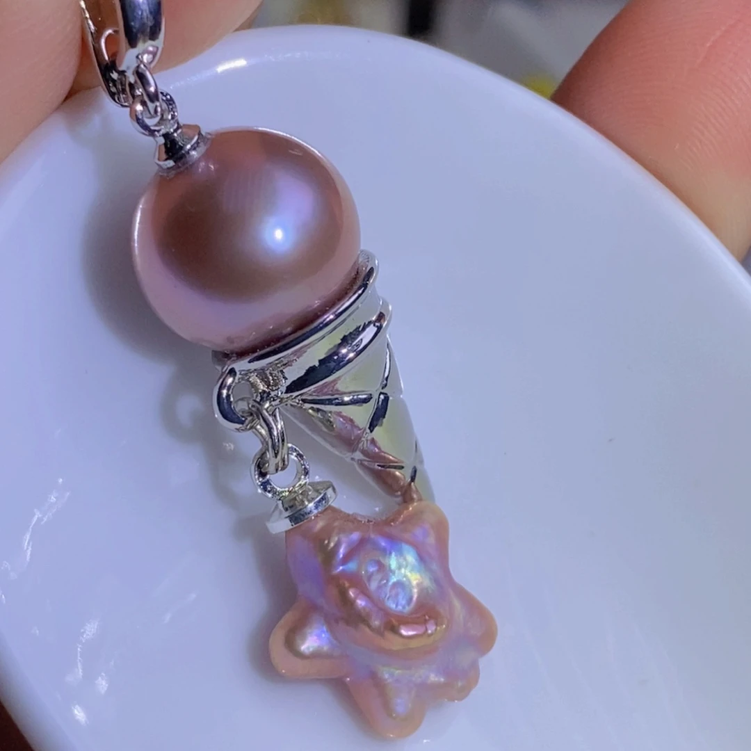 银S925镶嵌天然淡水珍珠淡水珍珠