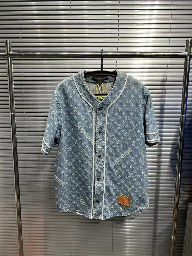 90新 LouisVuitton/路易威登 supreme 联名 满logo短袖棒球服xs码