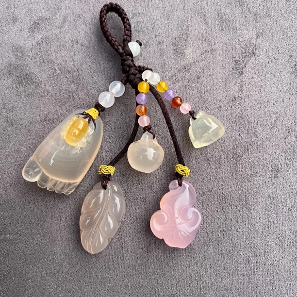 天然玛瑙 玉石胖脚丫钥匙挂/包包挂