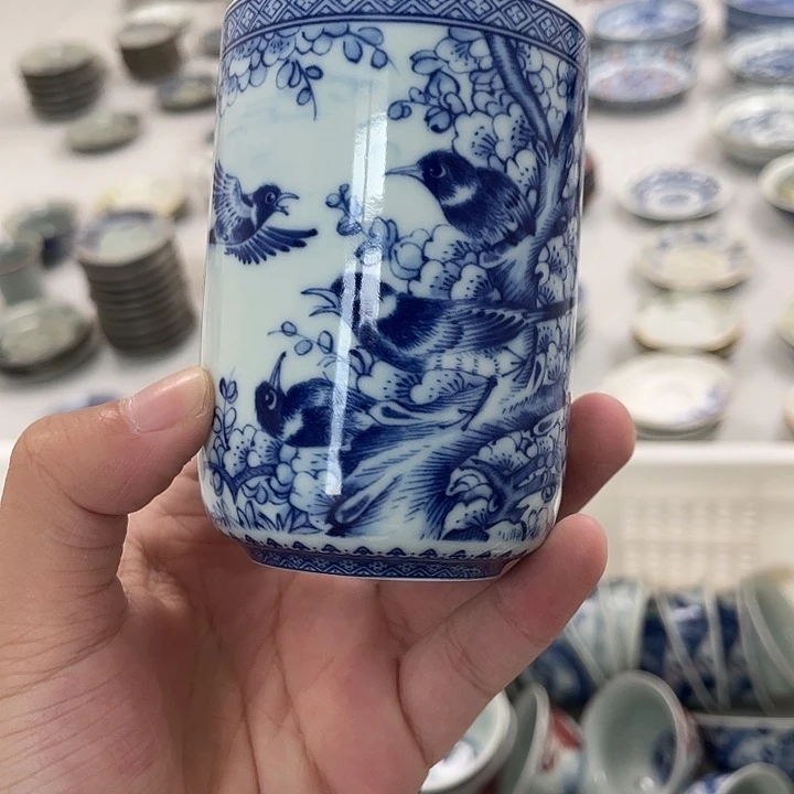 瓷片景德镇喜上梅稍可乐杯