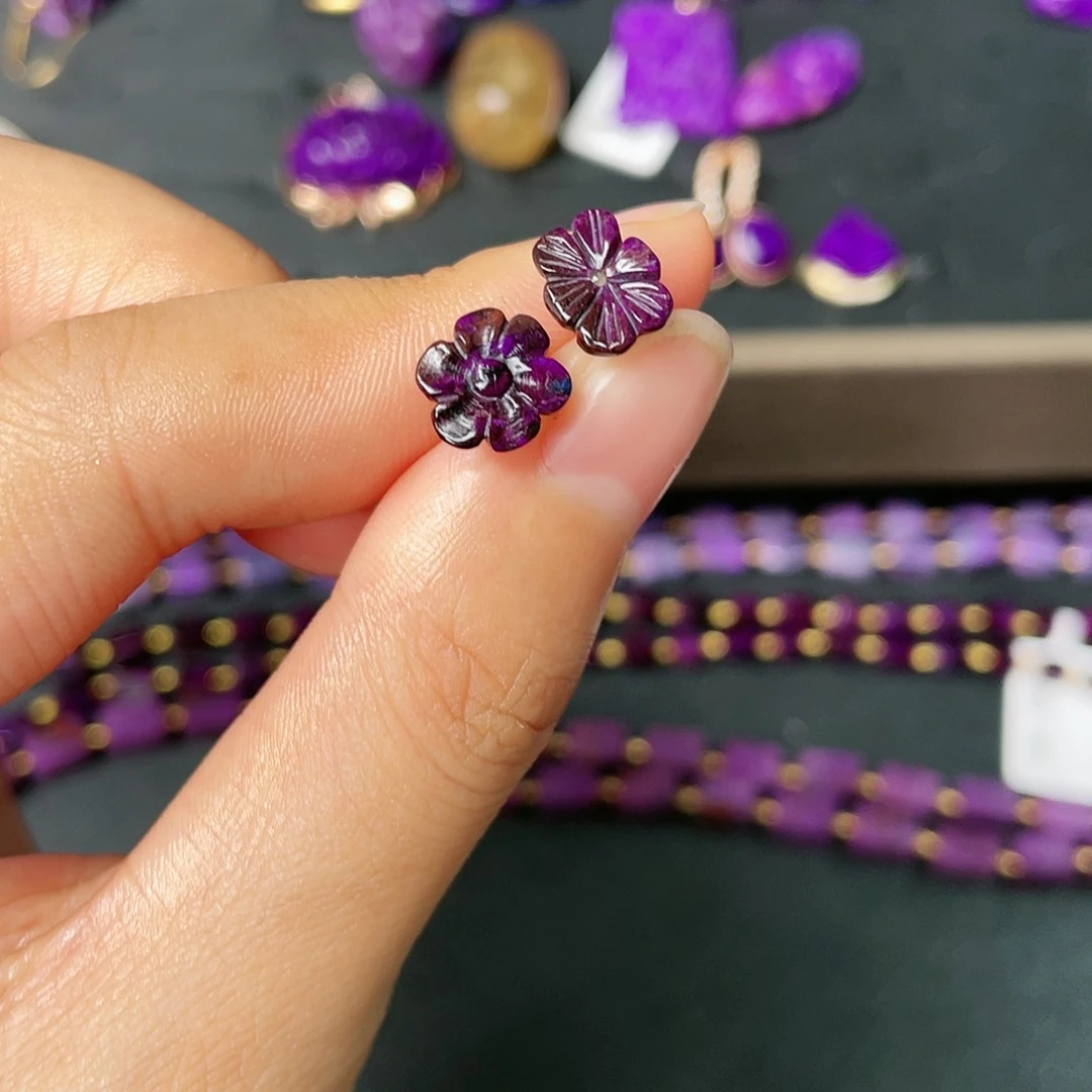 苏纪石（舒俱来）耳钉银S925镶嵌