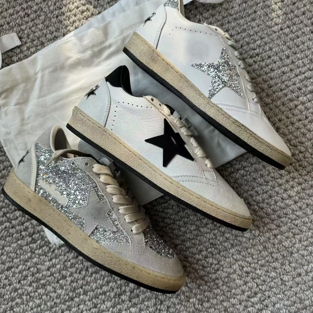 新款休闲拼色复古做旧星星鞋