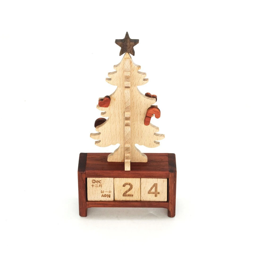 电玩具造型圣诞树材料包木质礼品手工礼物桌面木工台历手作圣诞节