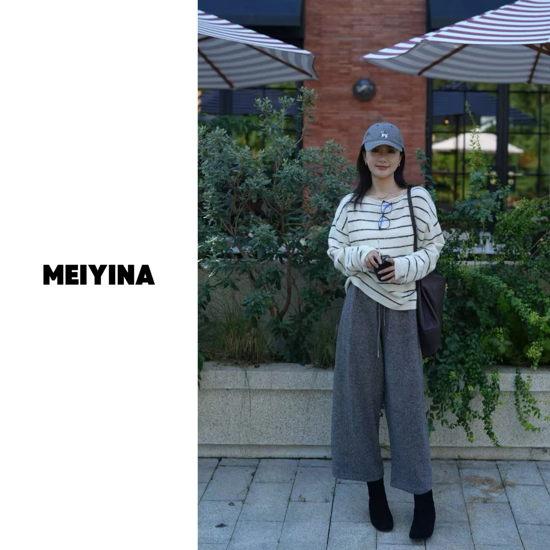 MEIYINA定制 糯叽叽九分小阔腿全松紧腰羊毛裤