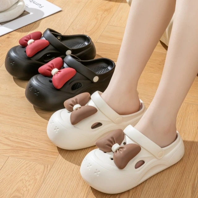 2025新款网红防滑厚底外穿包头爆款夏季可爱卡通拖鞋洞洞鞋女增高