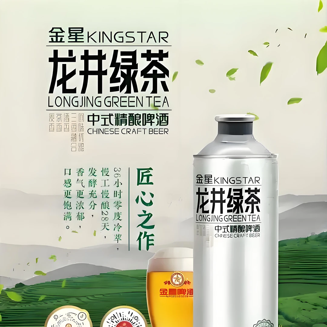 金星龙井绿茶精酿啤酒12度/一瓶1L