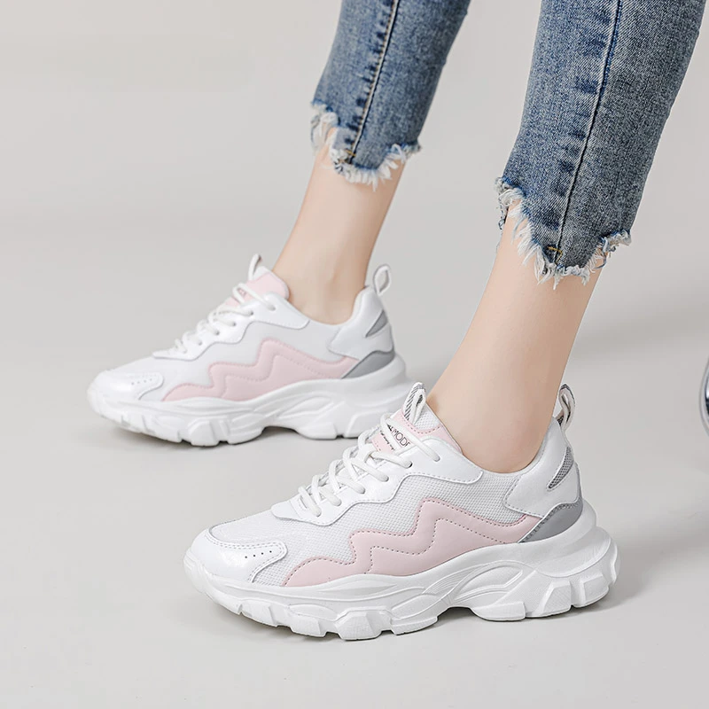 AM女鞋2025夏季老爹鞋网面百搭厚底增高时尚潮流韩版