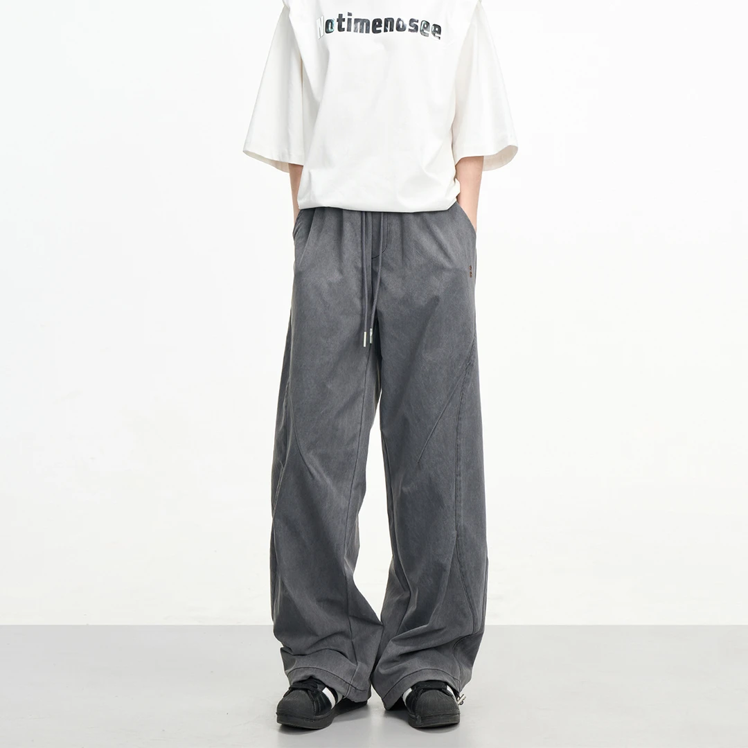 NOONOZ休闲裤男美式复古解构抽绳裤子春季新款百搭直筒垂感阔腿裤