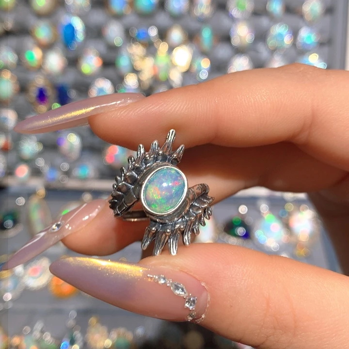 欧泊福利戒指t银S925镶嵌