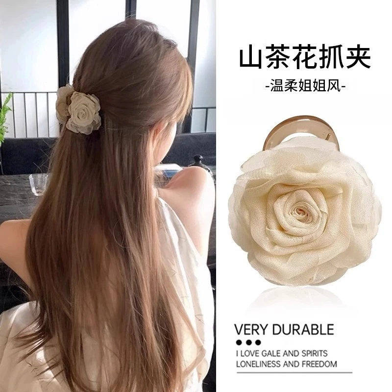 花朵抓夹女春夏发饰2025新款山茶花发夹头饰网红爆款2025最新款