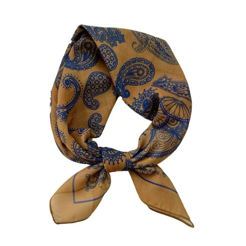 【浅陶青花】棉麻70*70尺寸冬季上新设计款方巾时尚高级百搭款方巾