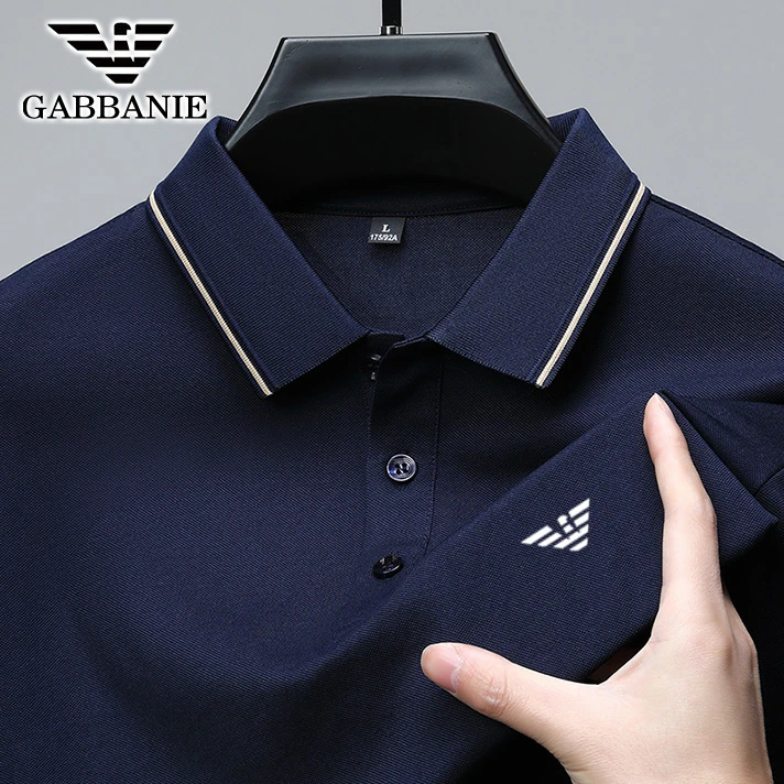 意大利品牌定制轻奢高端青中年短袖T恤男士大码高档桑蚕丝POLO衫