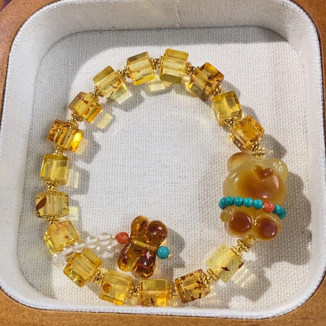 琥珀未镶嵌裸石手链