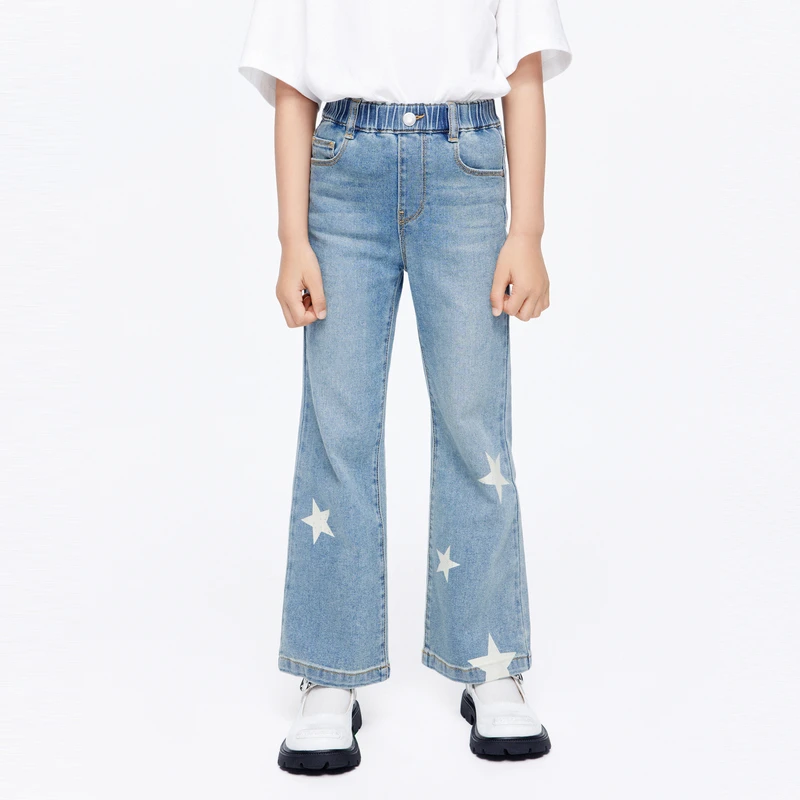 littlemoco童装24夏装新款女童弹力微喇叭牛仔长裤#KBD2JEN012