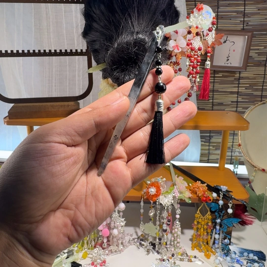 蛇纹石玉合金发饰