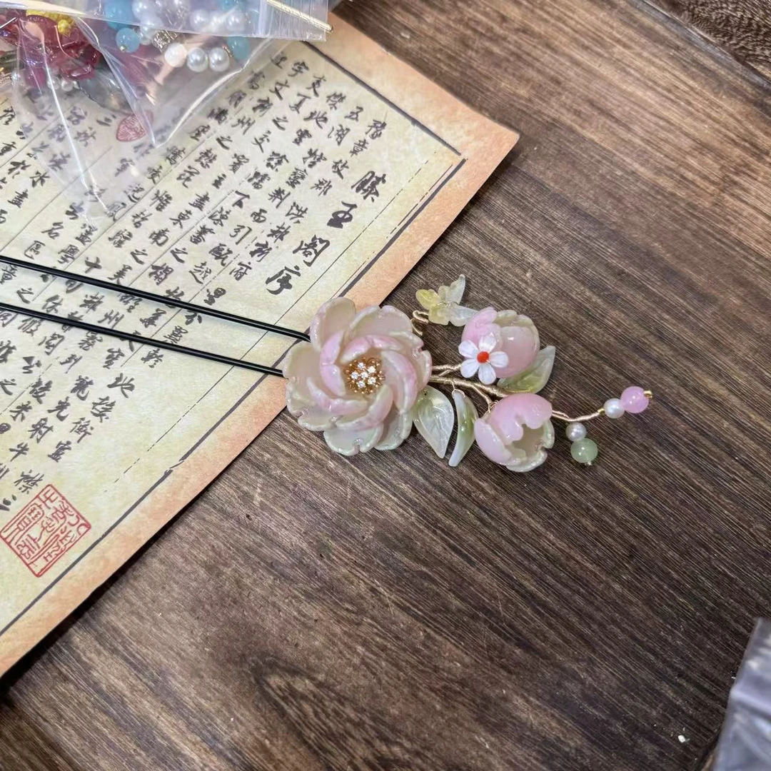 绿瓷发簪。前尘梦古风汉服配饰