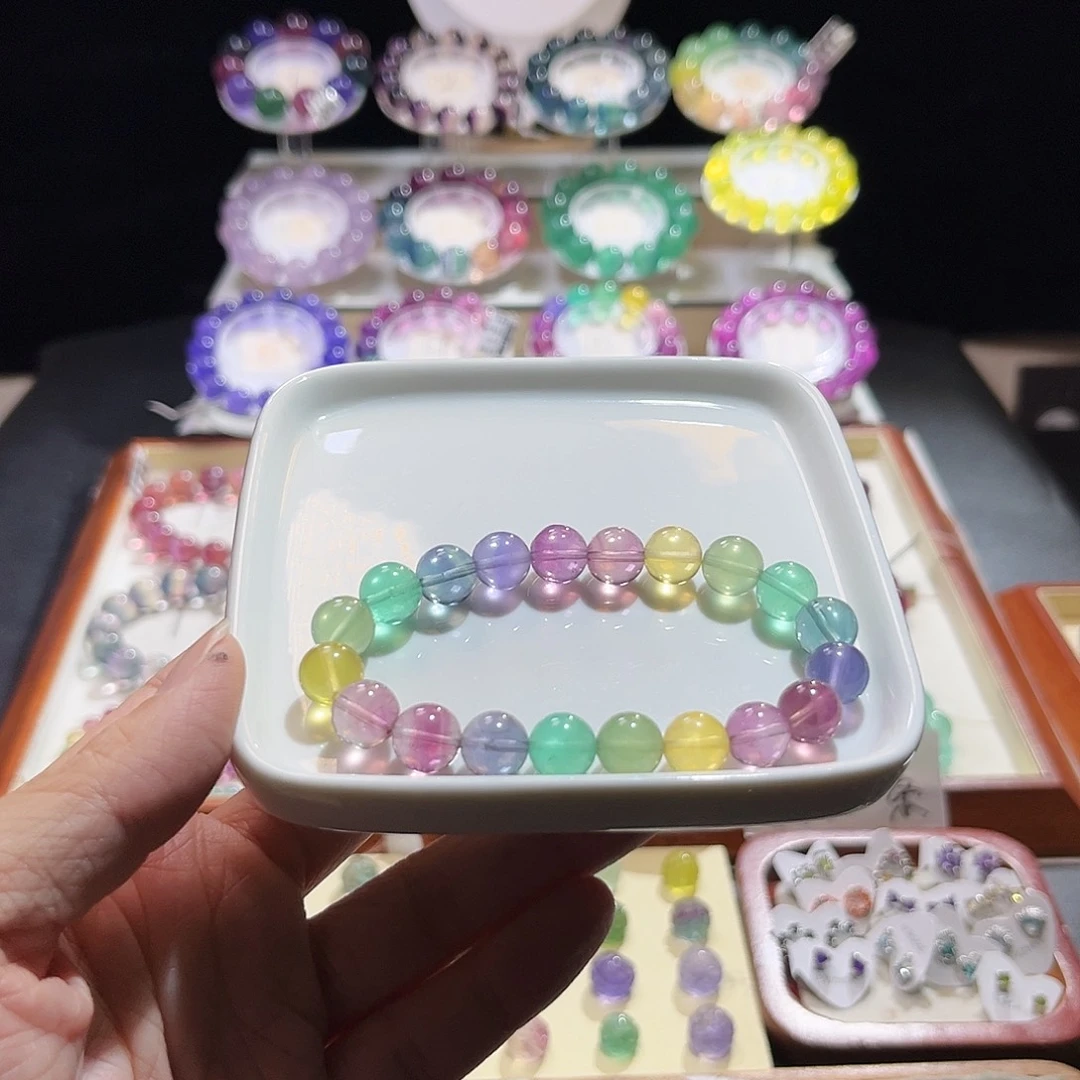 未镶嵌萤石手链9加荧光色彩虹