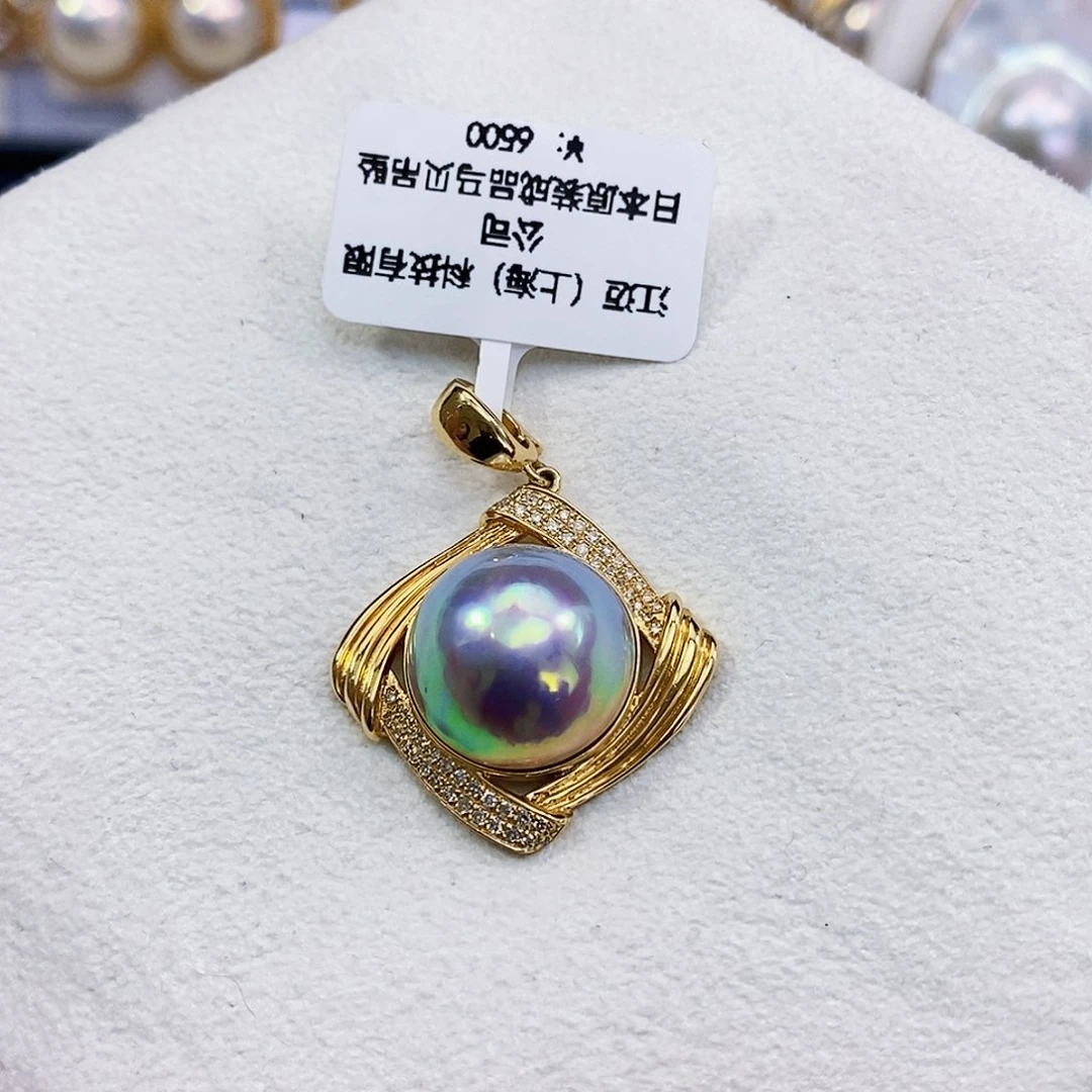 拼合珍珠（马贝珠）女神节日本原装成品马贝极光仙境18K金镶嵌