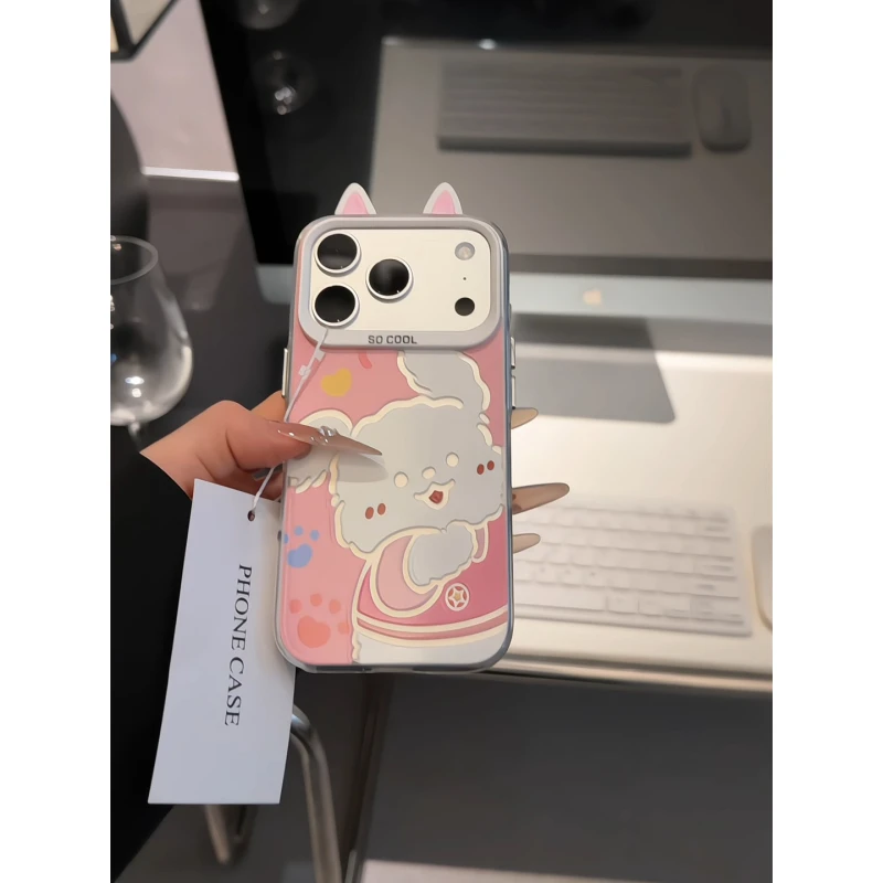 线条小狗适用苹果17pro手机壳16pm彩银华为p80荣耀oppo小众小米17