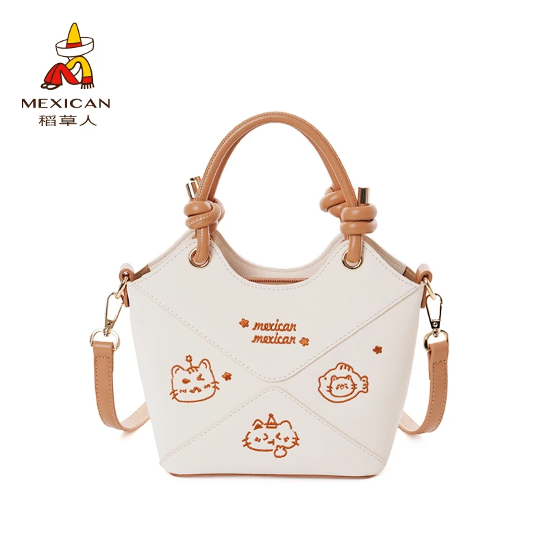 稻草人2025可爱印花大容量通勤手提包时尚百搭单肩斜挎包菜篮子